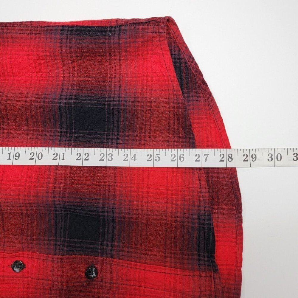 Woolrich Flannel Shirt Mens Medium Red Black Shadow Plaid Cotton Button Up - Picture 11 of 15